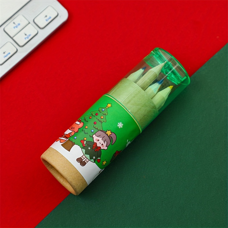 Christmas Colored Pencil Christmas 12 Colors Bucket Colored - Temu