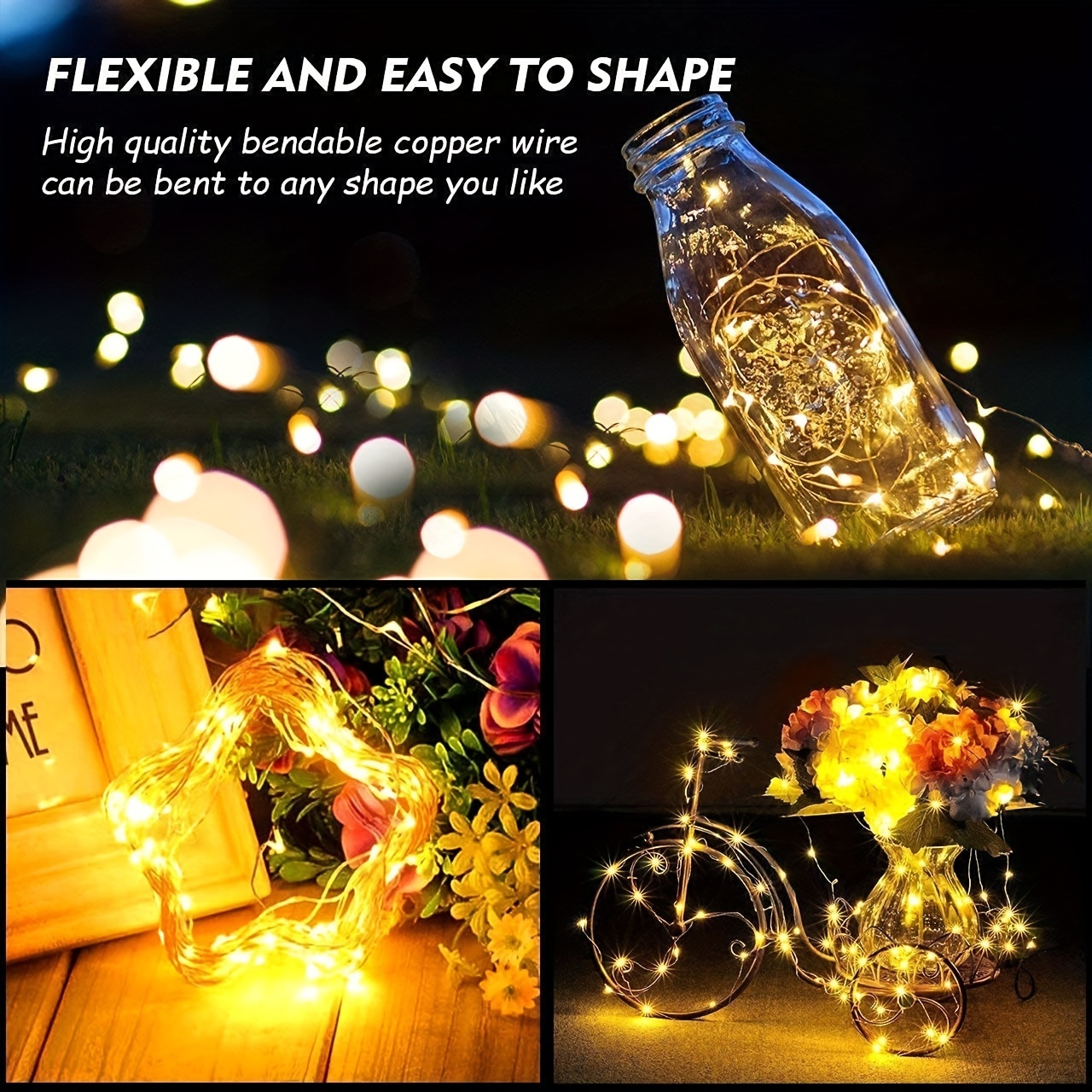 gifts, led string light 33 6633ft fairy lights usb powered warm white multicolored 100 200 leds ipx6 waterproof perfect for outdoor indoor christmas xmas tree thanksgiving day gifts garden winter decor parties weddings festivals bedroom and table decoration details 1