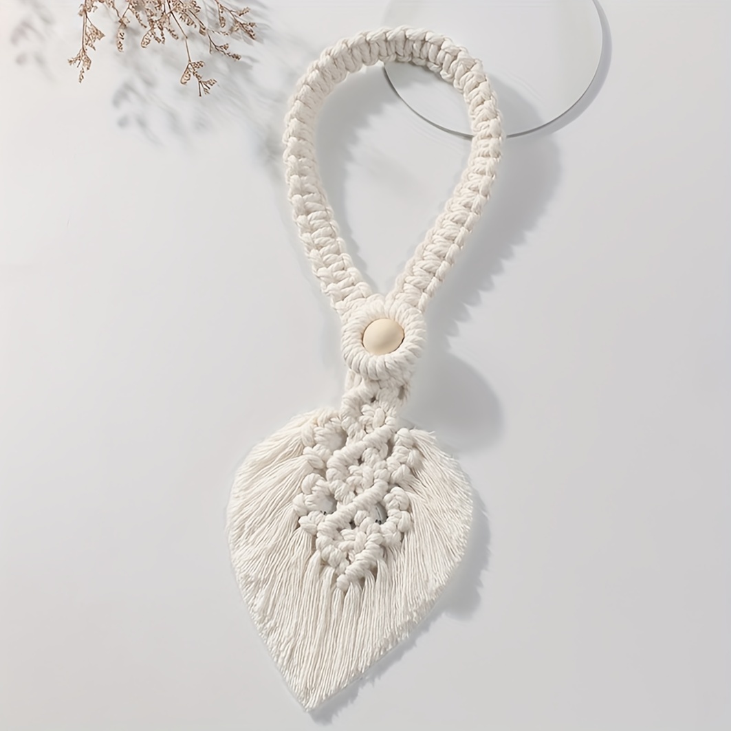 Bohemian Curtain Straps with Tassels & Leaf Shape Wooden Bead Tieback