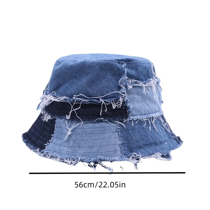 DELURA Vintage Denim Bucket Hat for Men Cotton Fisherman Hat