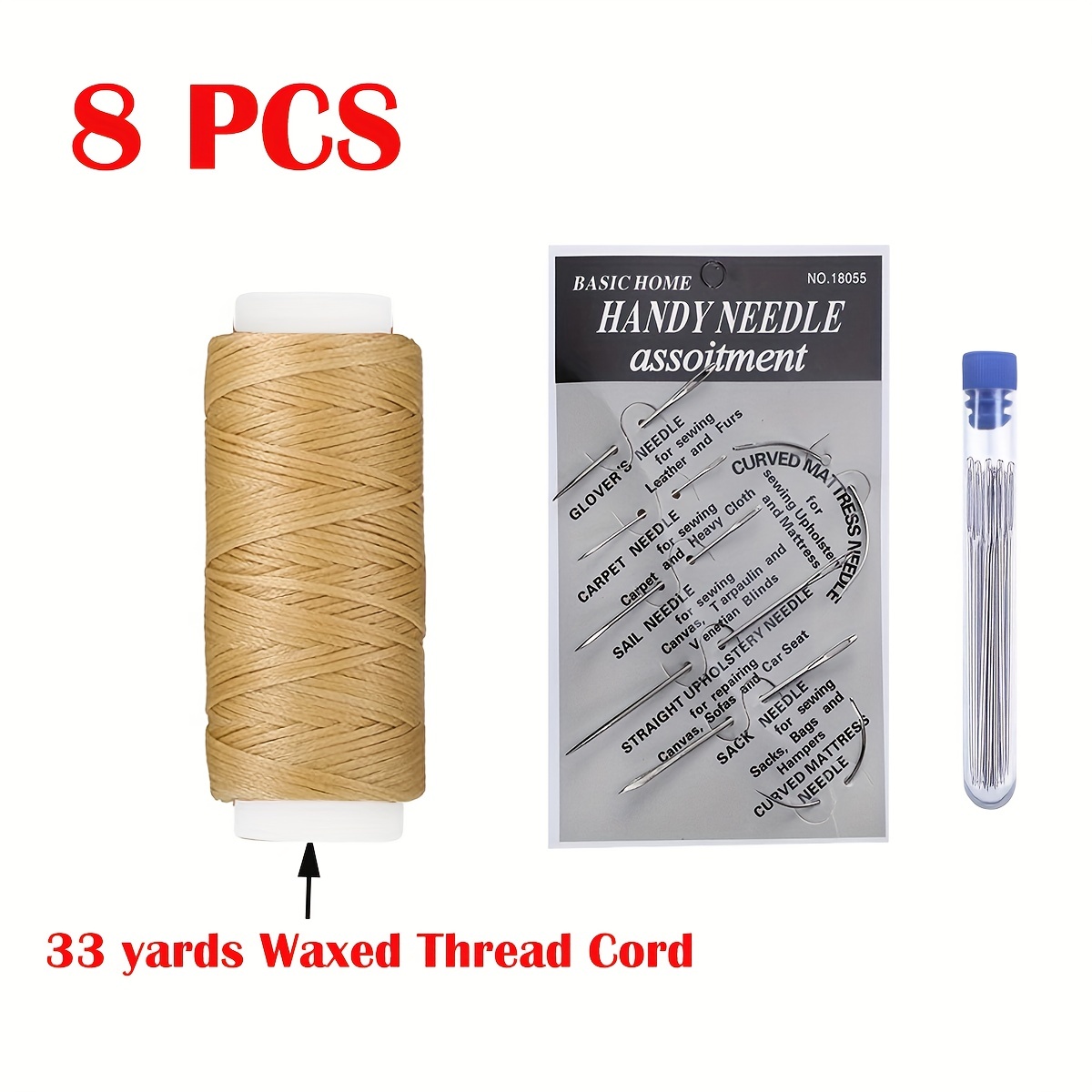 Dark Bown Large Spool Sewing Waxed Leather Thread 800 Meters 1mm with 2  Needles Leather Craft Hand Stitching Waxed Thread Cords AWL Shoes Bags  Repair