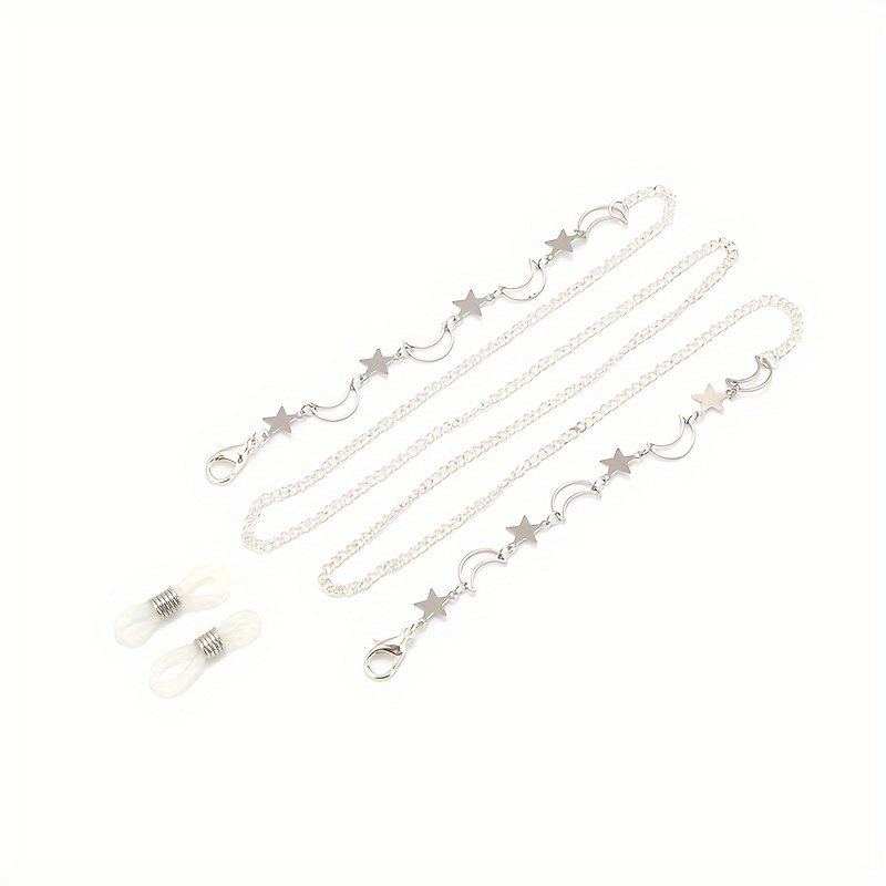 TEMU 1pc Chaîne de Lunettes Y2K Lune Étoile & Porte-Masque avec Lanière -Dérapante - Accessoire de Mode pour Lunettes/Lunettes de Lecture Unisexe (,