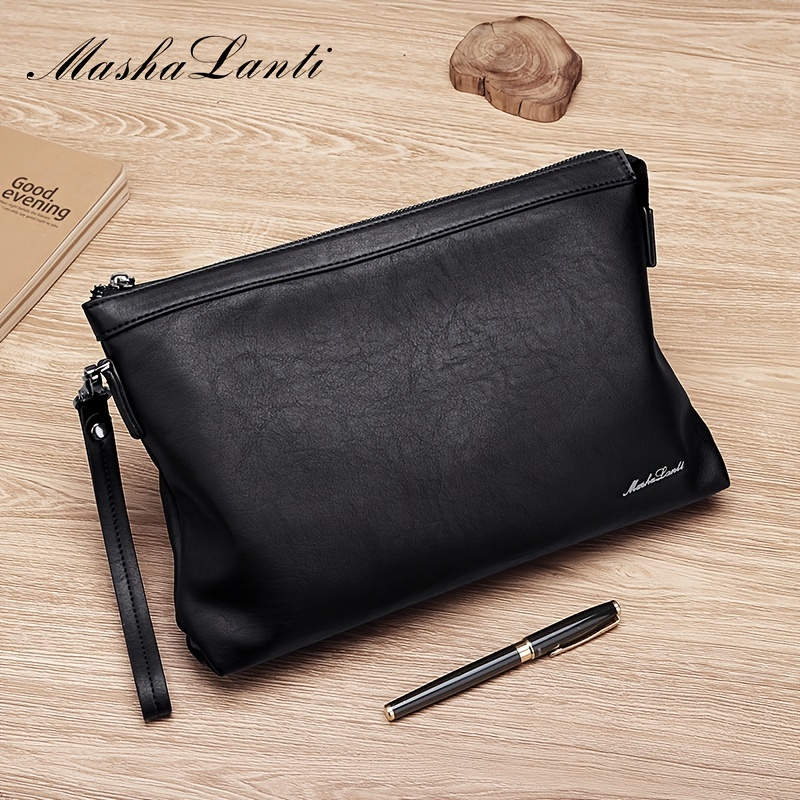 Cool Brown Black Leather Men's Clutch Bag Clutch Purse Business Handba