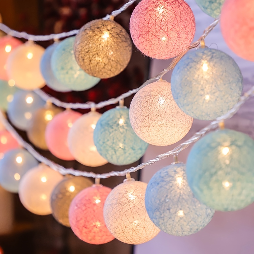 Battery Operated String Lights with 10 Nylon Lanterns (White)