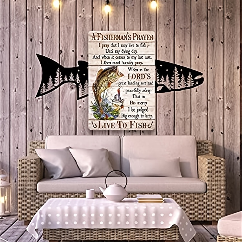 1pc Fishing Decor A Fishermans Prayer Live To Fish Vintage Metal Sign For  Home Bar Coffee Man Cave Kitchen Farm Garage Shop Bathroom Wall Art 12x8  Inch - Patio, Lawn & Garden 
