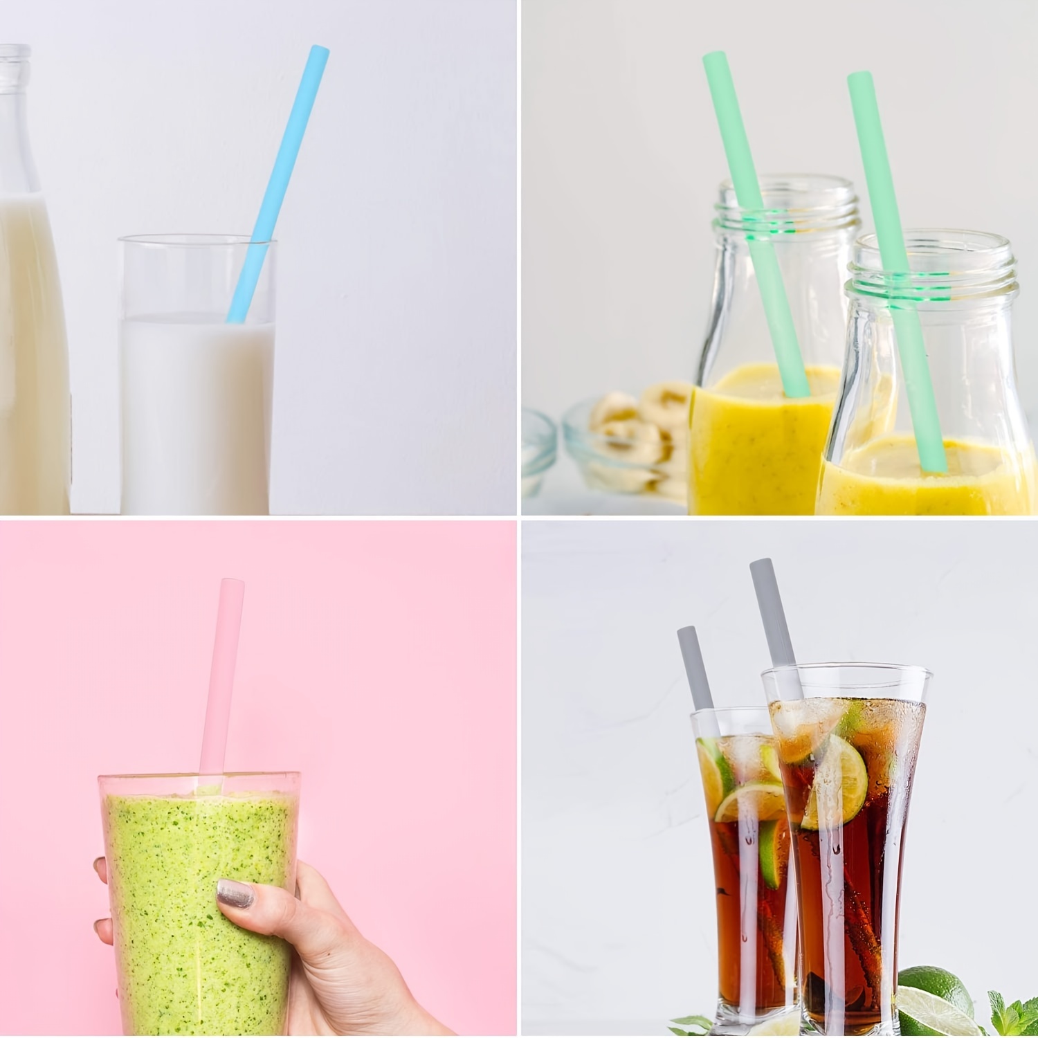 Juice & Smoothie Silicone Straw Set