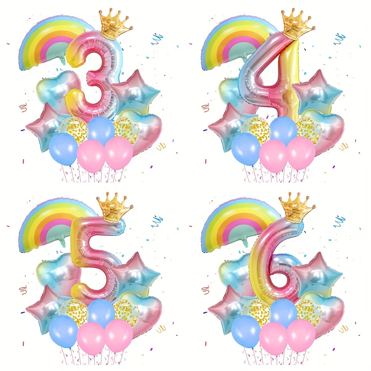18 adornos de unicornio para tartas, decoración de pastel de unicornio  arcoíris con estrellas arco iris, bolas de fuegos artificiales,  decoraciones de