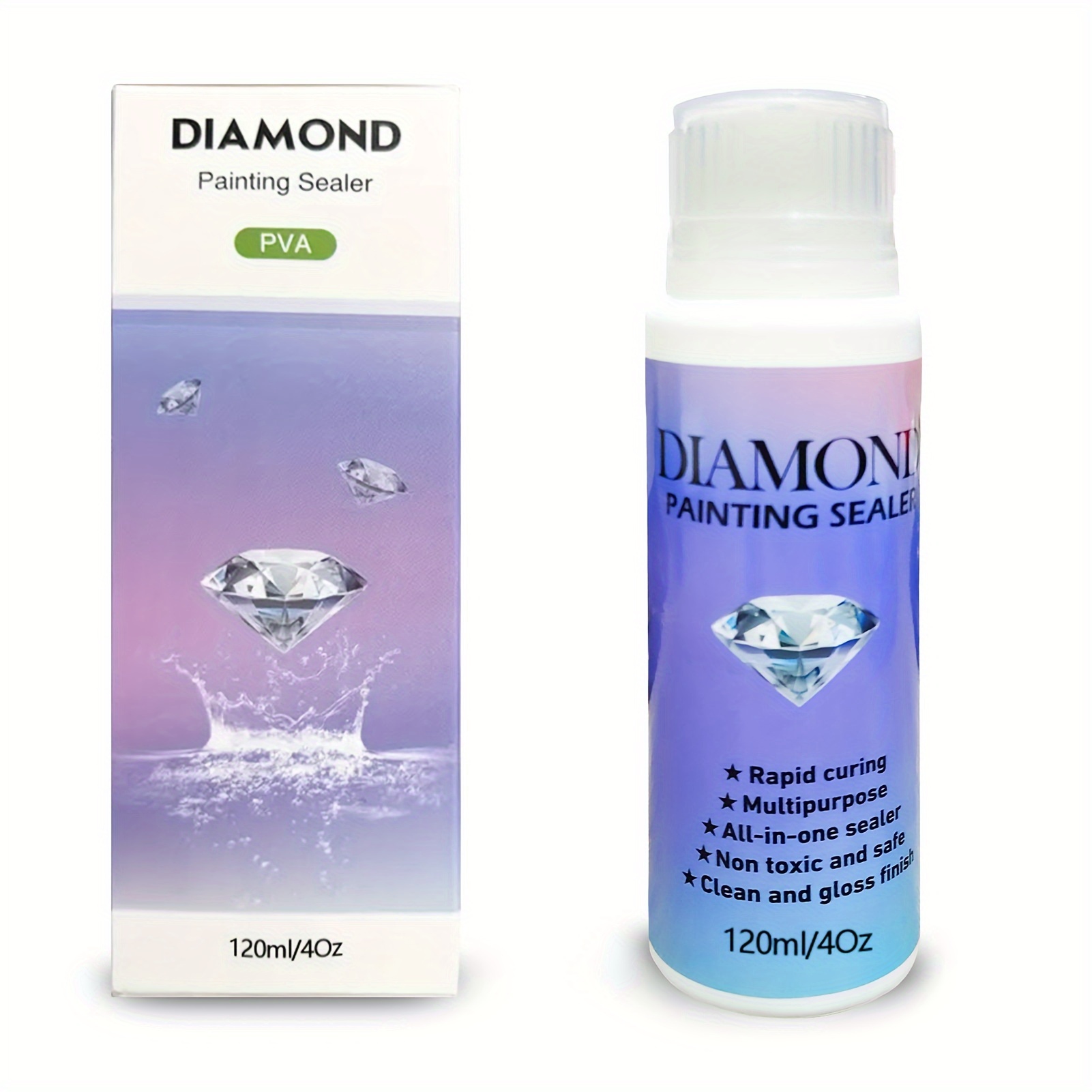 Diamond Painting Sealer, 5D Diamond Painting Glue with Sponge Head  Permanent Hold Shine Effect Sealer for Diamond Painting Puzzle Glue DIY (4  OZ/120ML), 1PC in 2023