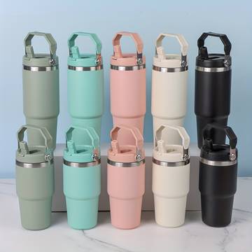 1pc tumbler with tote lid 304 stainless steel insulated water bottles 20oz 30oz travel cups for hot and cold beverages summer winter drinkware gifts