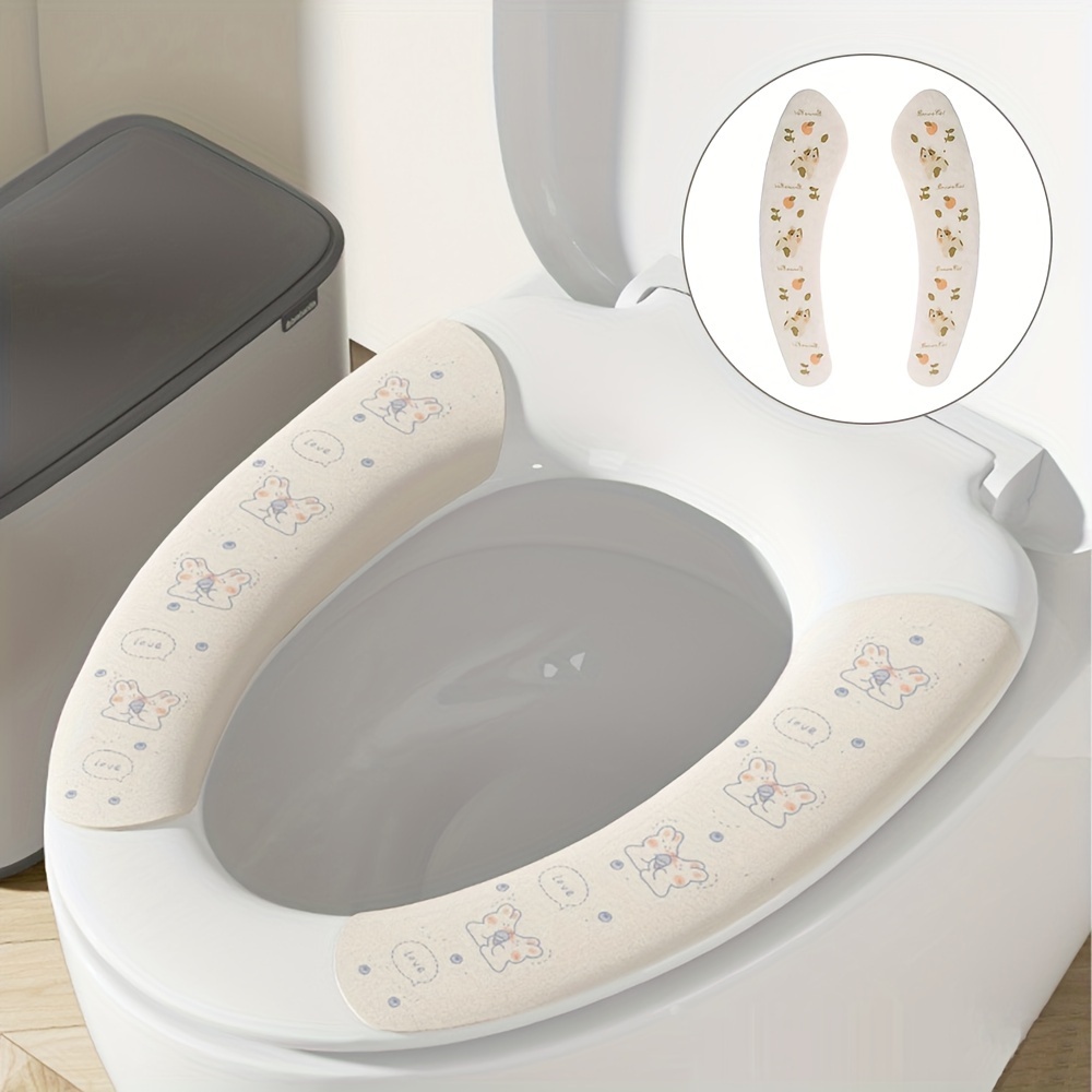 WC Sitzbezug, WC Abdeckung Pad Verdickte klebrige WC Sitzbezug Schöne  Winter WC Sitz Waschbare Plüsch WC