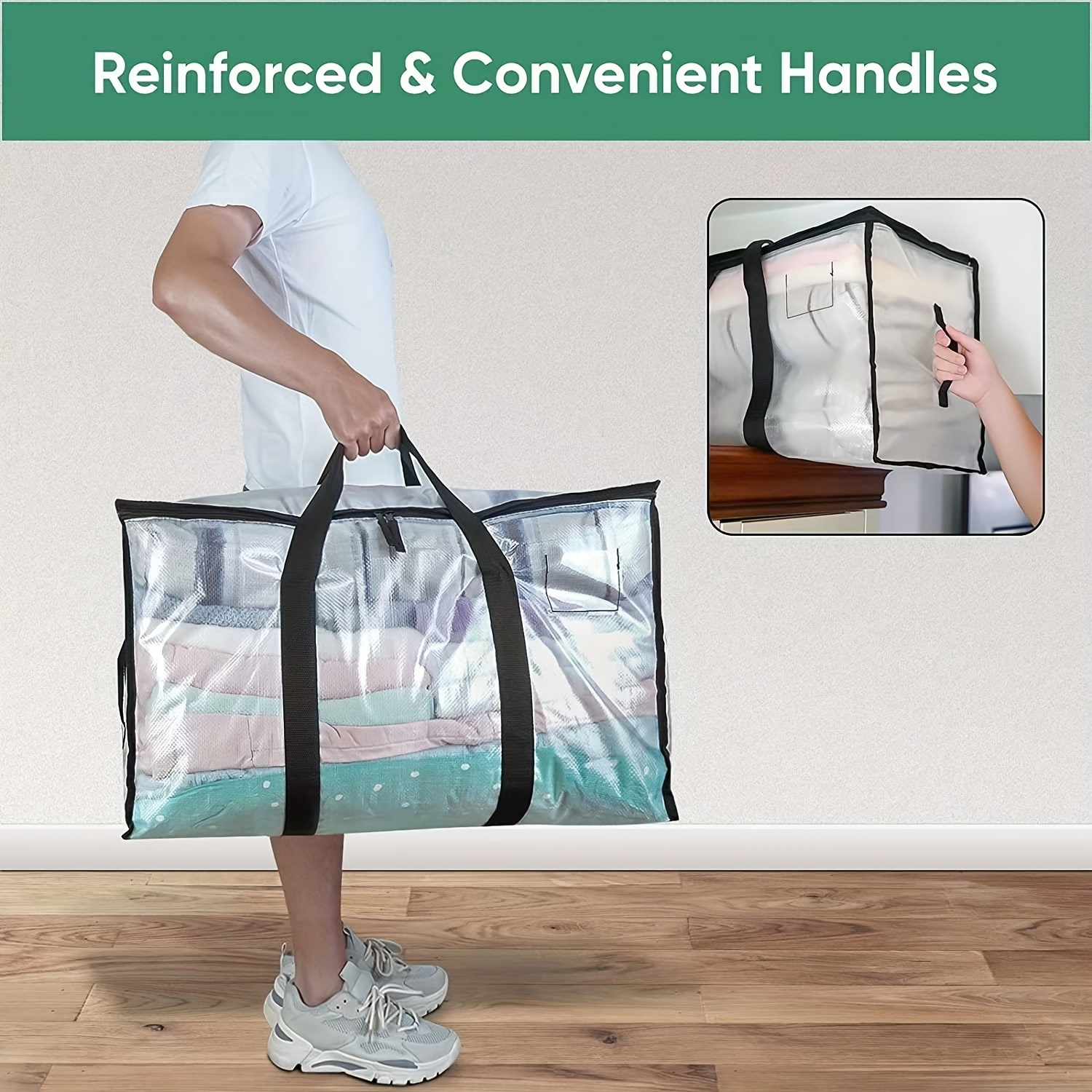 Heavy Duty Extra Large Clear Moving Bags W/ Backpack Straps Strong