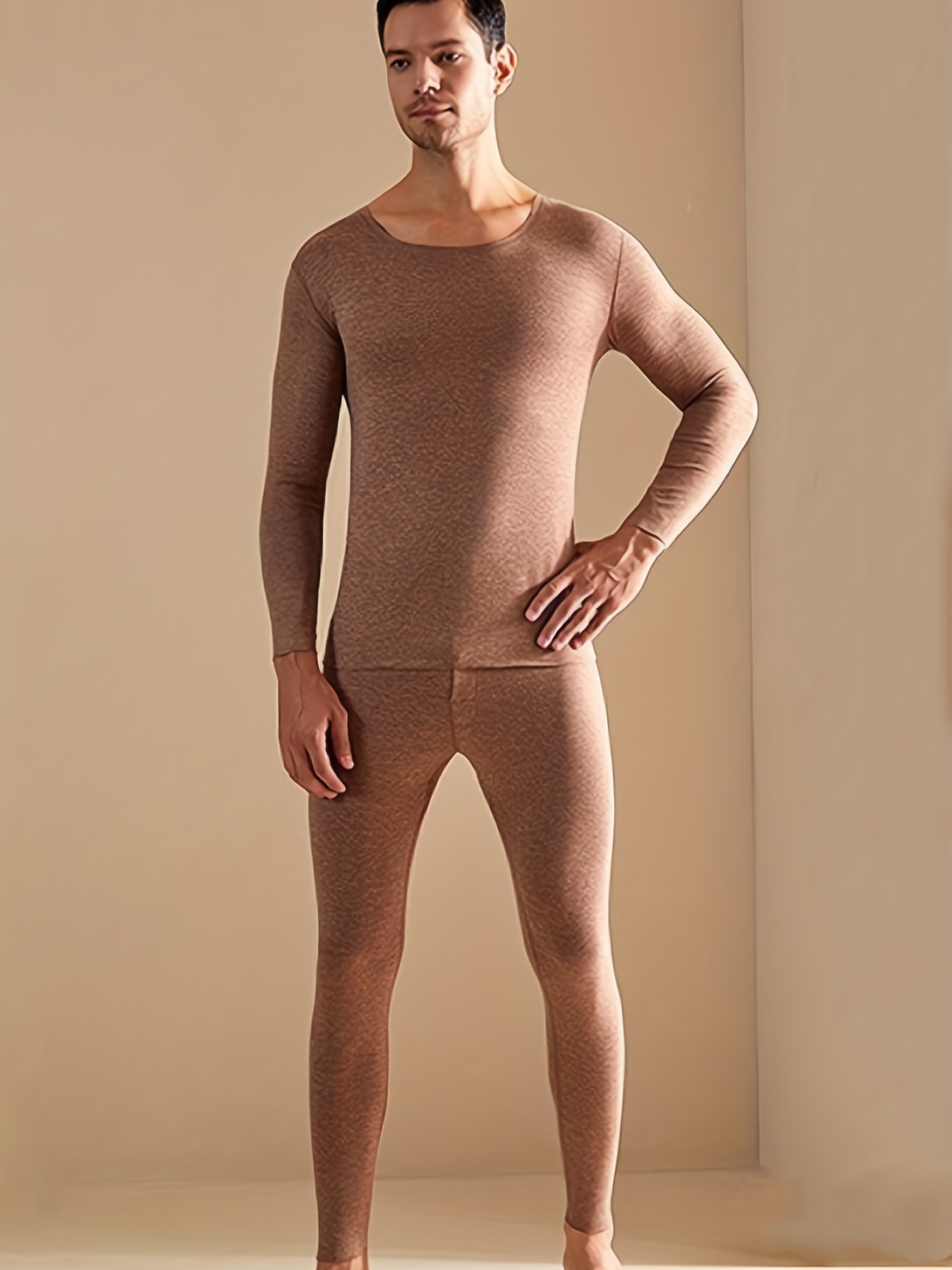 Thermal Long John Shirt Underwear Mens Women Fleece-Lined Sweater Top Pants  Set