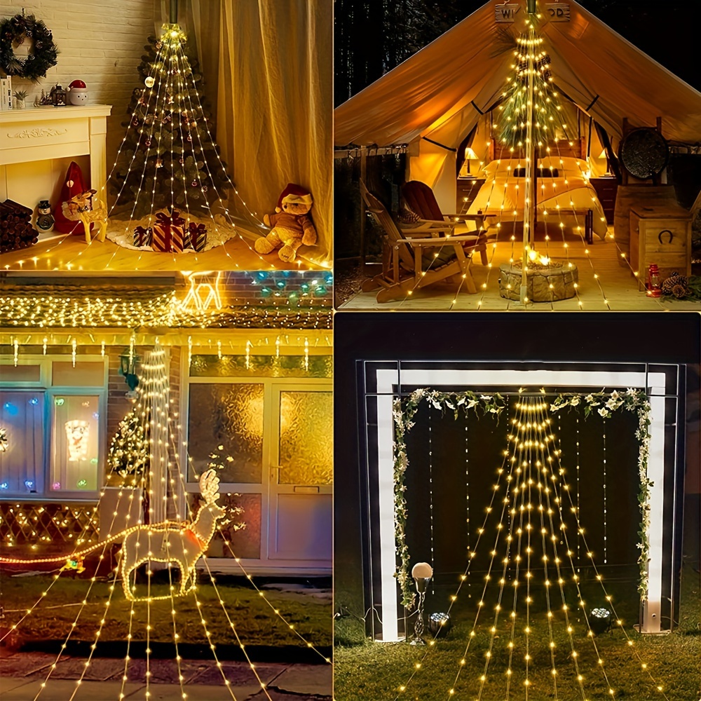 1pc Christmas Outdoor Star String Lights, Waterfall String Light, USB  Flowing Water Light, 9 Strip 78.74inch/6.56ft, 8 Lighting Modes With Remote  Con