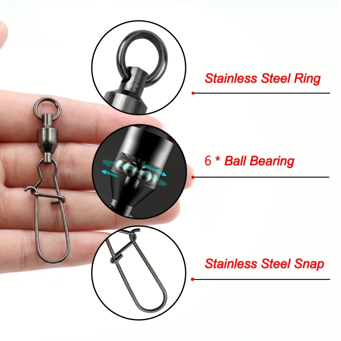 Stainless Steel Fishing Snap Swivels Duo Lock Ball Bearing - Temu