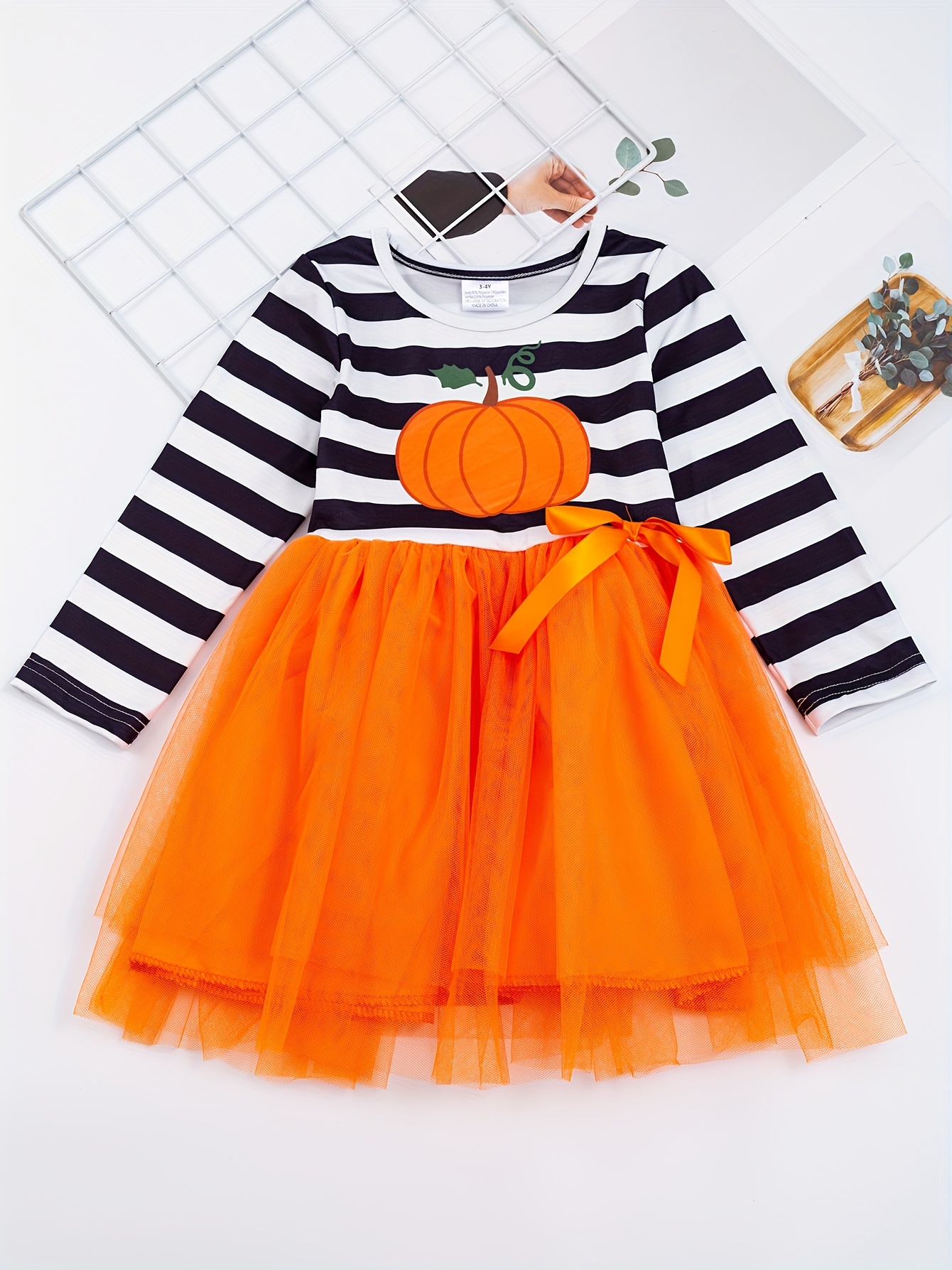 Toddler Girls Halloween Cute Tutu Dress Long Sleeve Cartoon - Temu