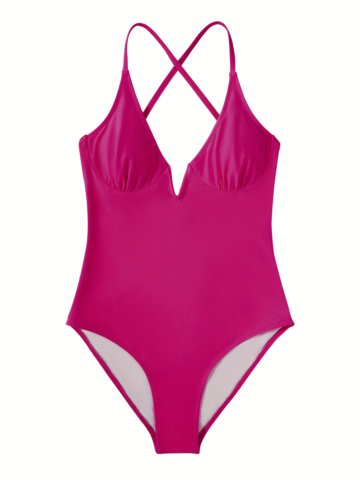 Solid Color Slimming Swimsuit Halter Neck Tie Back - Temu Canada