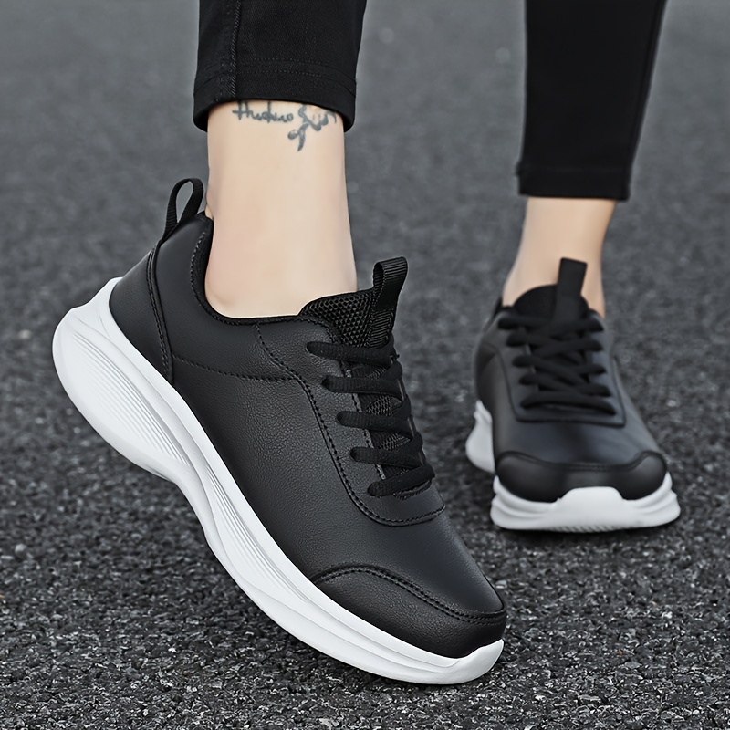 Zapatillas De Correr Ligeras Negras Para Mujer, Zapatillas Deportivas  Suaves Y Cómodas Con Absorción De Impactos, Zapatillas Deportivas  Informales Ver