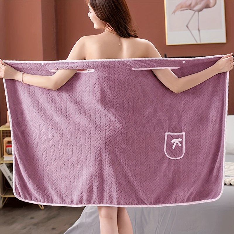 1 piece female adult thick wearable bath towel, shower spa wrap