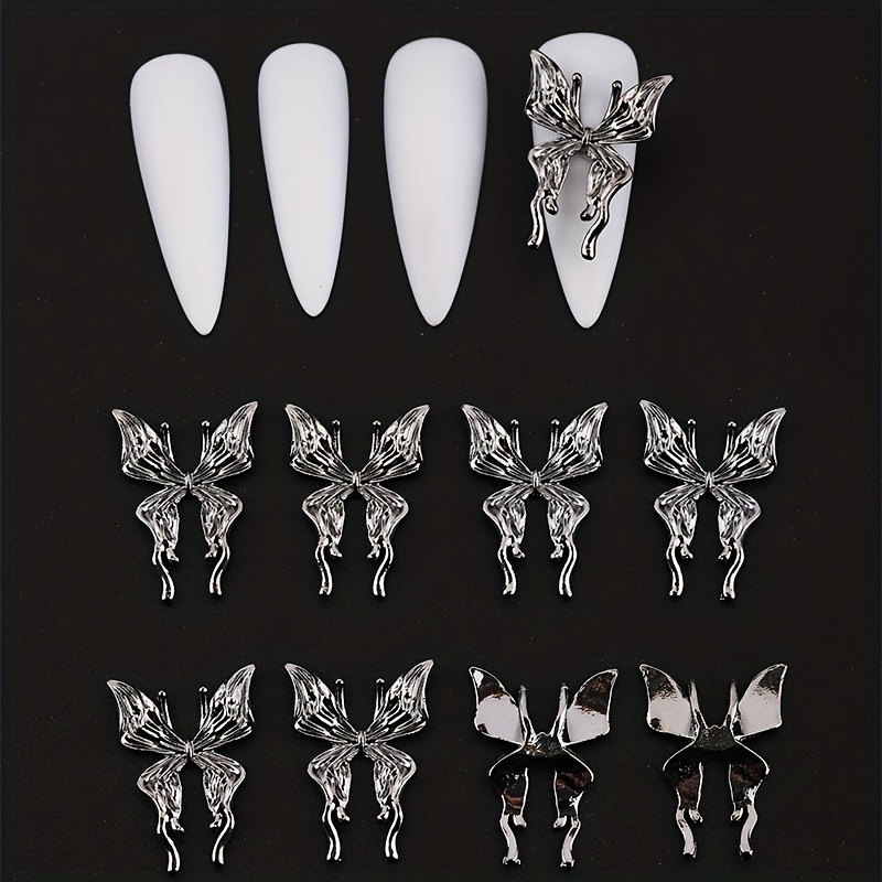 20 Pcs 3D Alloy Butterfly Nail Charms with Crystal Decoration