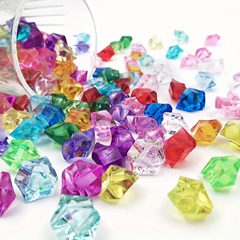 100 PCS Plastic Gems Ice Grains Colorful Small Stones Kids Acrylic