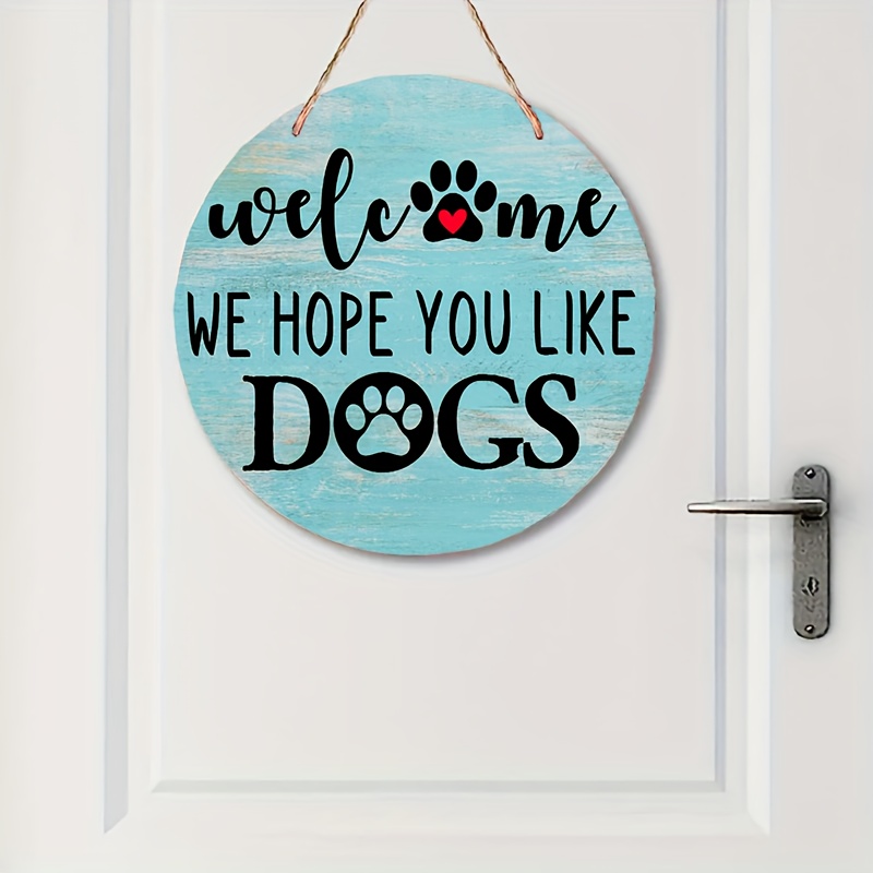 Willkommensschild Für Haustür – „Crazy Dogs Live Here Do Not Knock“, Holz, 28 X 28 Cm, Rustikal