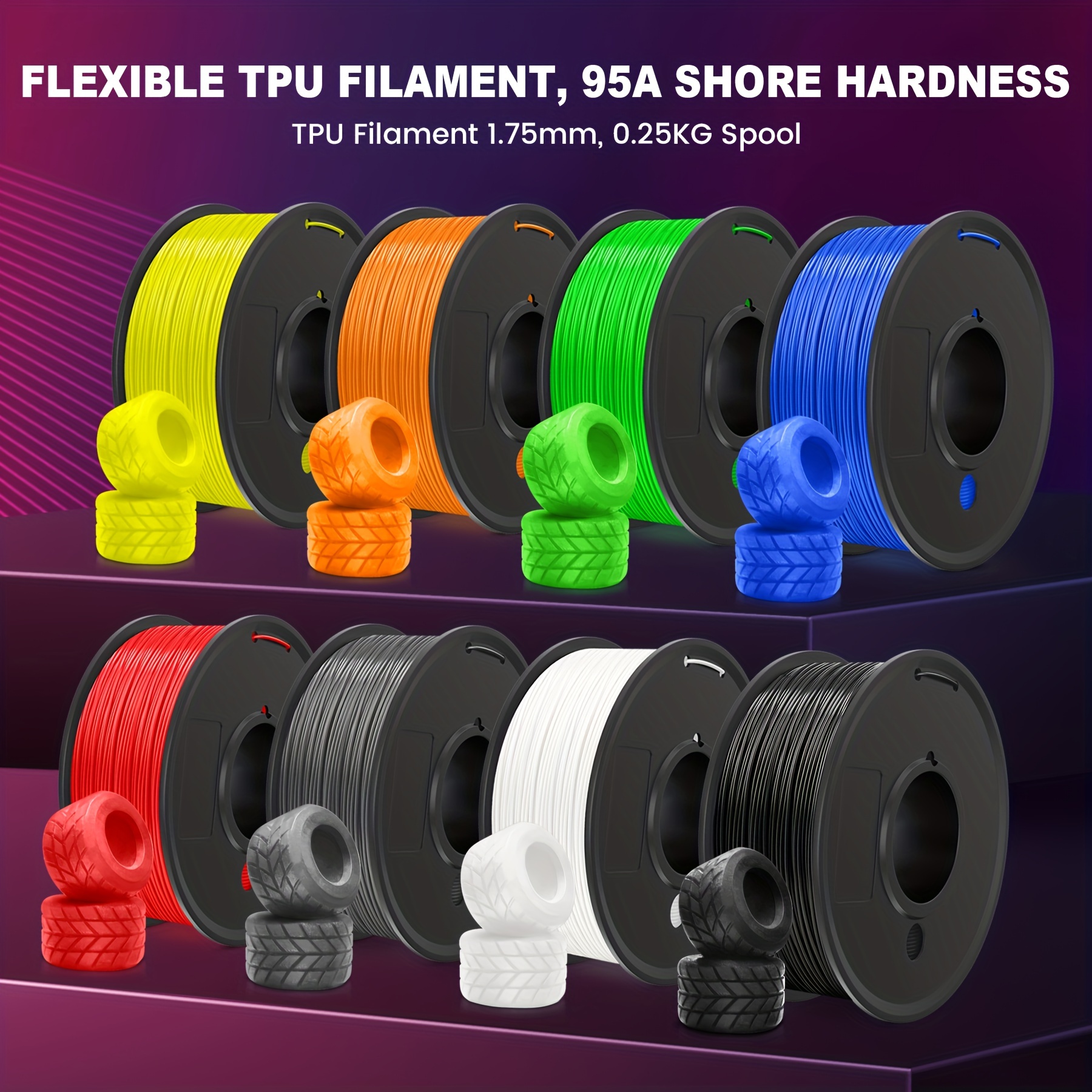 GIANTARM TPU Filament 1.75mm Flexible Soft 3D Printer Consumables White,95A  1kg Spool (2.2 lbs.), Dimensional Accuracy +/- 0.05 mm