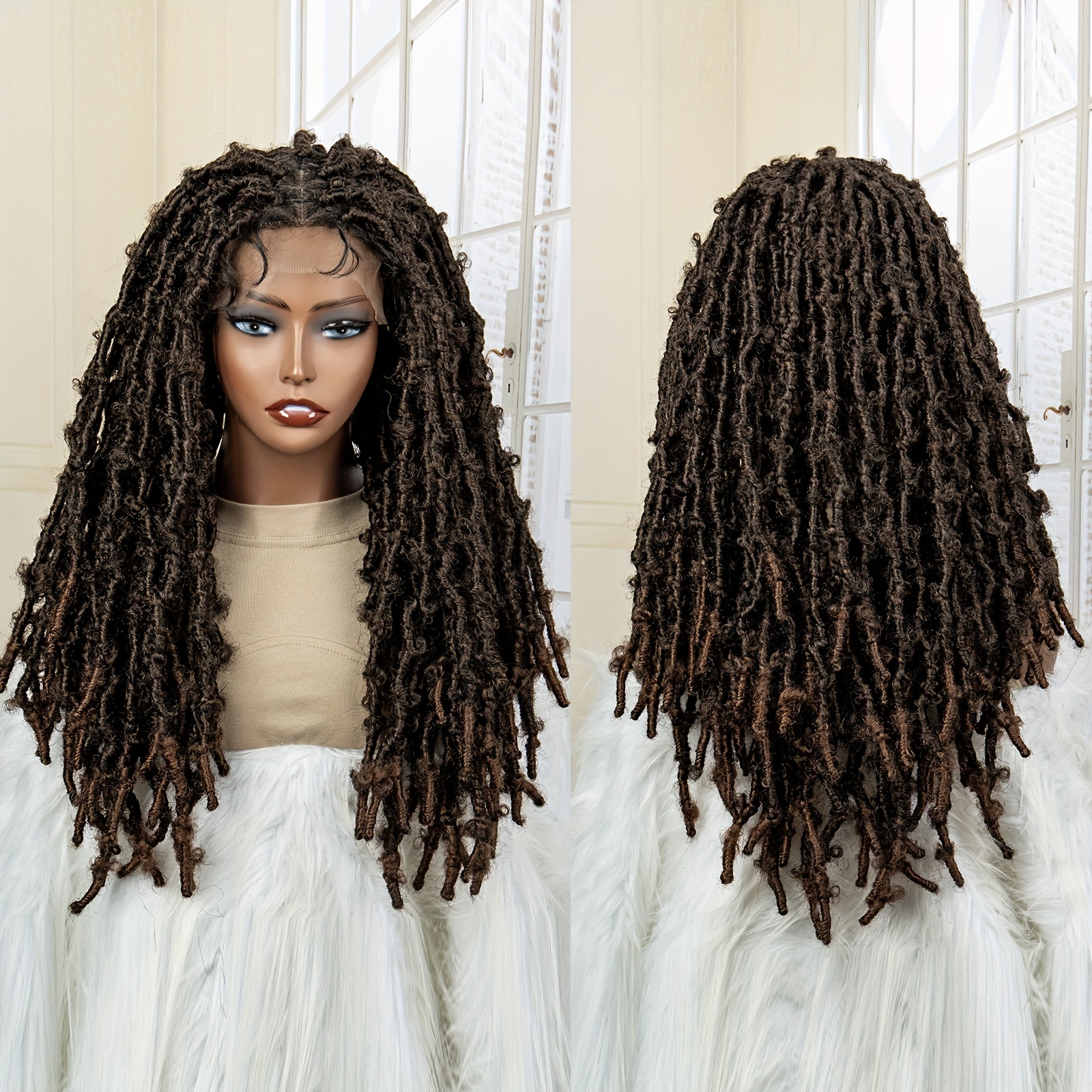 Full Lace Braided Wigs Locs Crochet Hair Wigs Synthetic - Temu