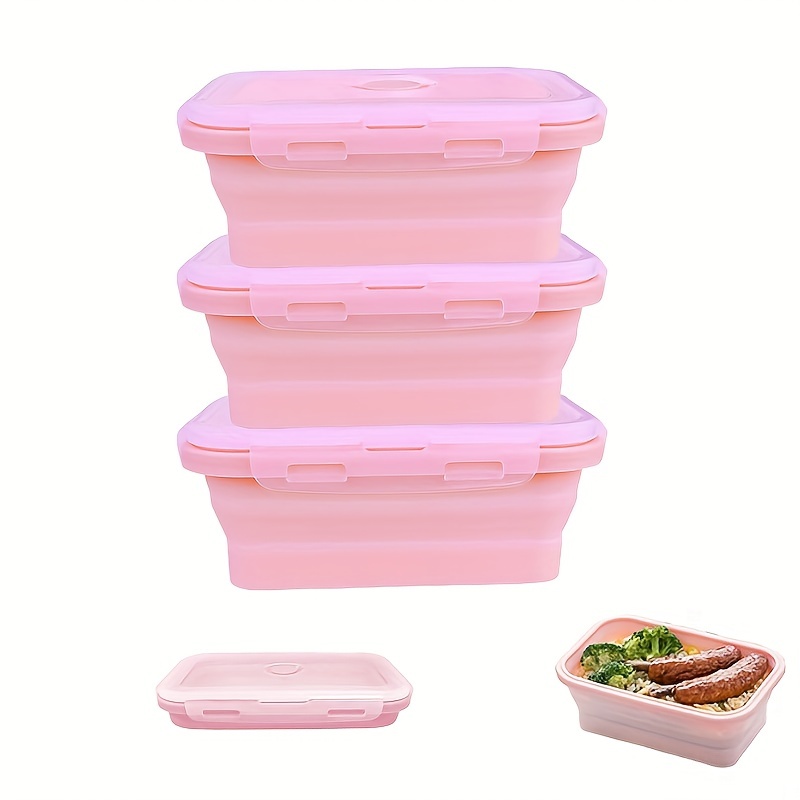 Silicone Storage Box Foldable Food Storage Container with Lid Leafk-proof  Lunch Box Fruit Vegetable Fresh Keeping Box for Fridge
