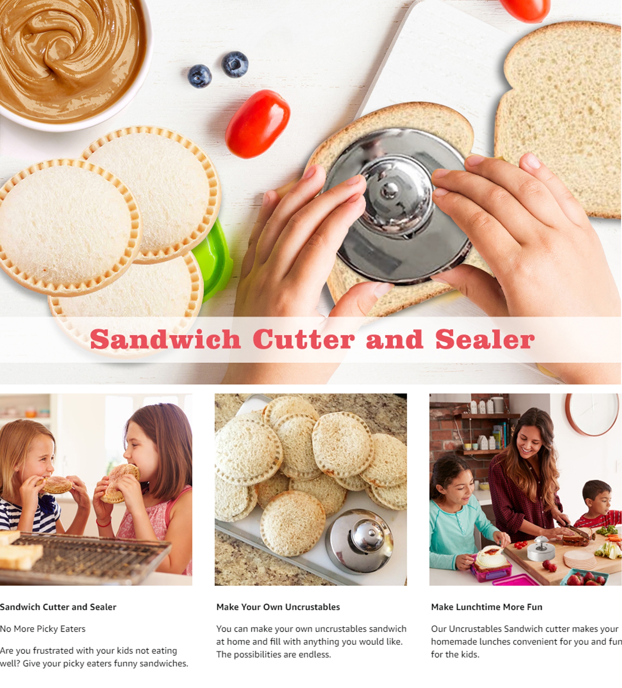 Uncrustables Maker, Sandwich Cutter And Sealer For Kids, Uncrustable  Sandwich Cutter