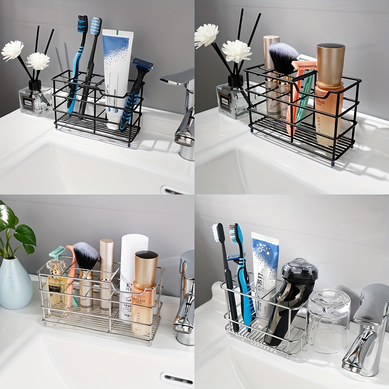 1pc Étagère De Rangement Pour Salle De Bain, Porte-brosse À Dents Et  Dentifrice Mural, Boîte De Rangement Pour Peigne, Rangement Mural Pour