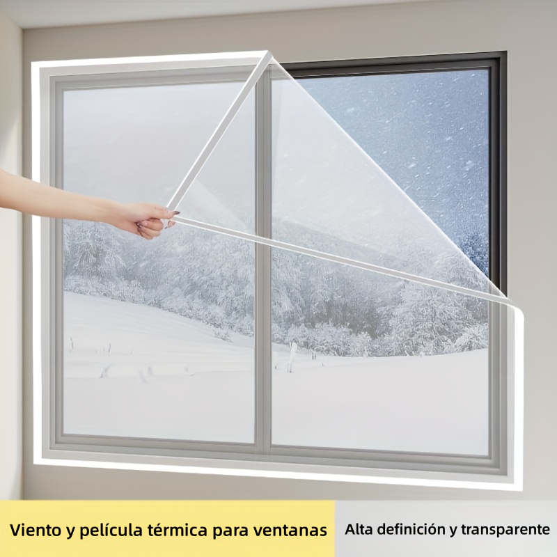 Kit de aislamiento de ventana resistente a la intemperie, lámina aislante  transparente para aislamiento térmico de ventanas, impermeable, resistente