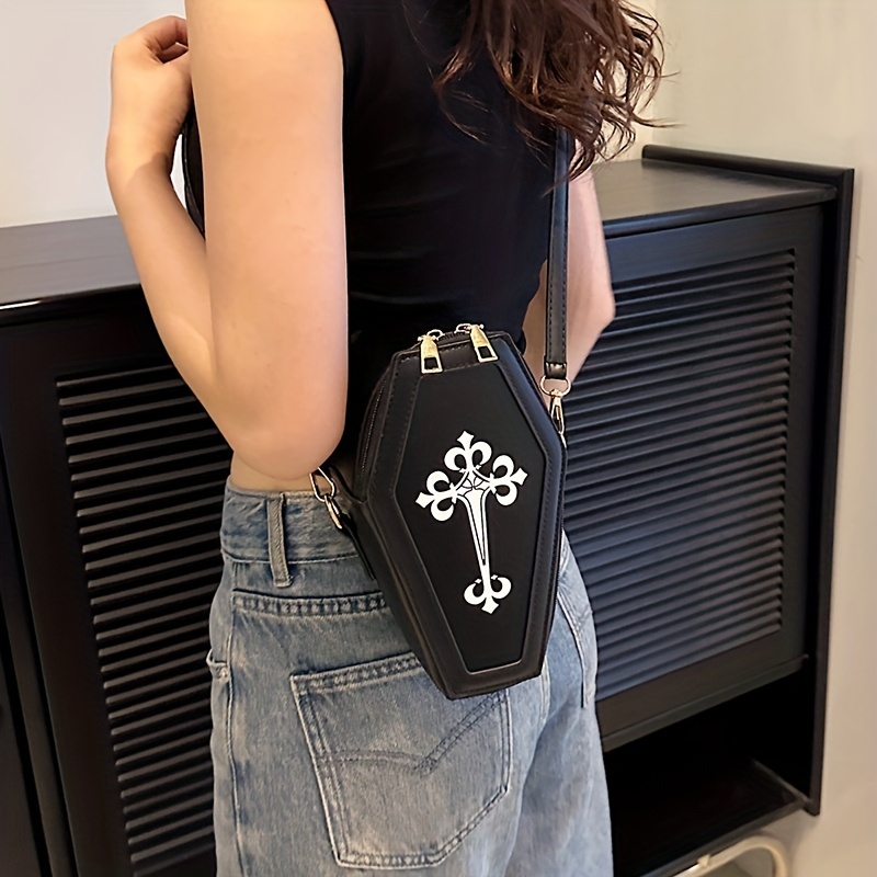 Gothic Coffin Crossbody Bag Vintage Dark Style Novelty Purse