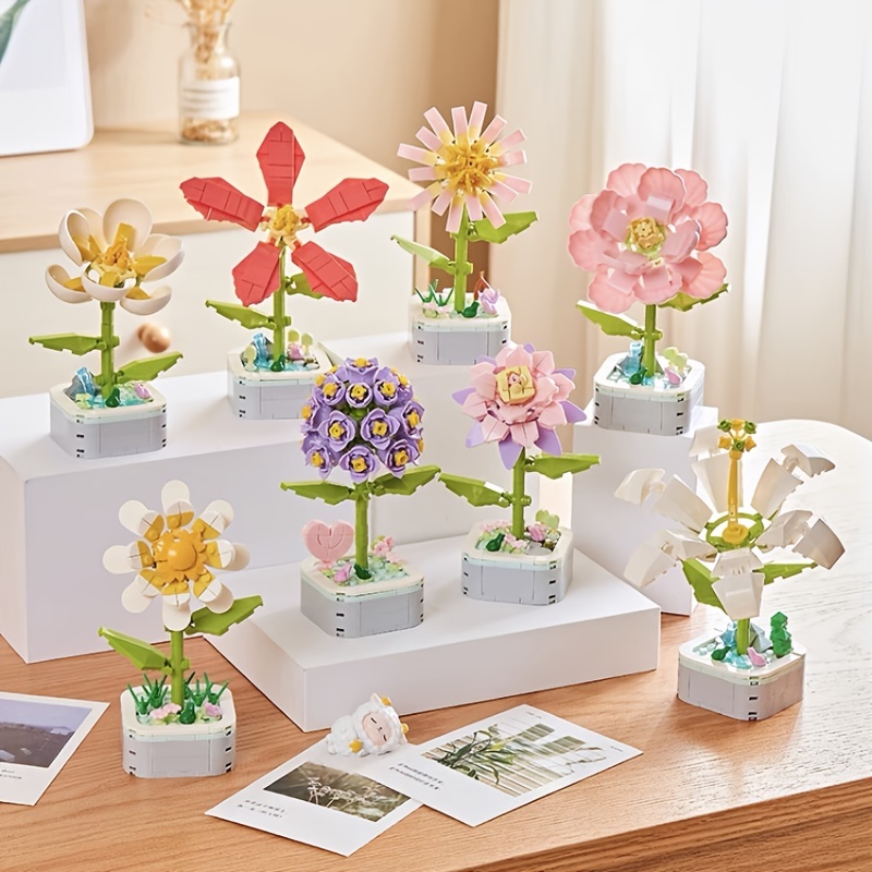 Kit de construction de 12 pièces pour plantes succulentes, ensemble de  blocs de construction bonsaï, bouquet de fleurs, collection botanique,  projet
