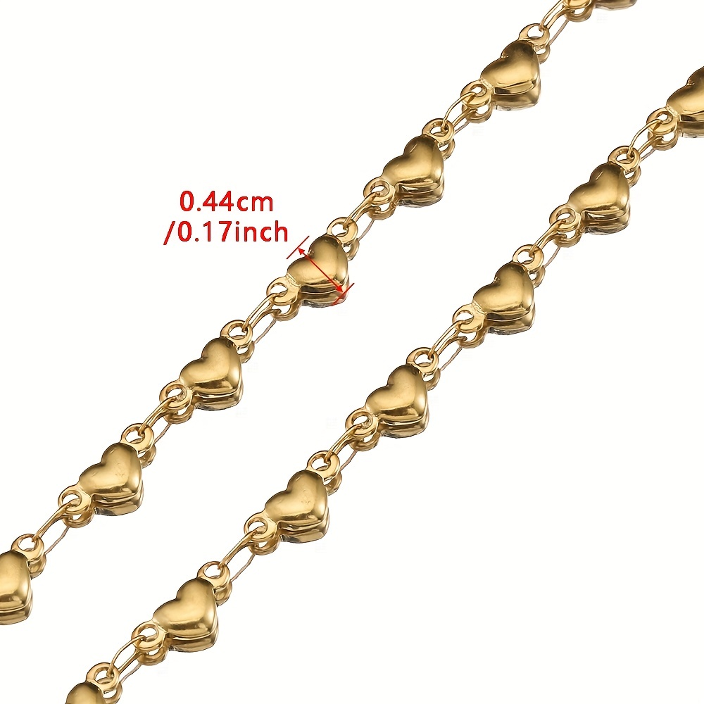 1meter Love Heart Chain Stainless Steel Abs Pearl Beads - Temu