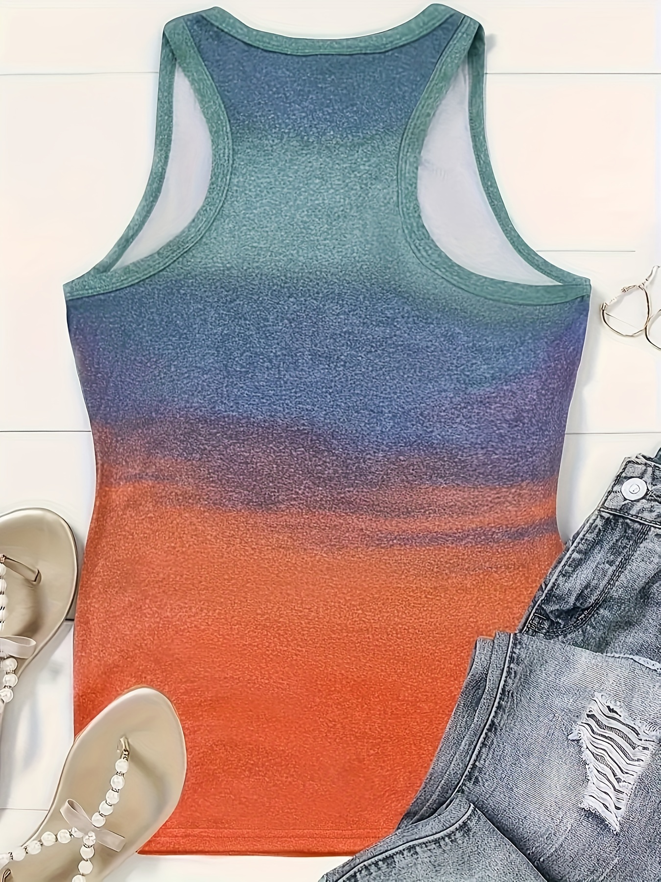2024   letter print round neck tank top
