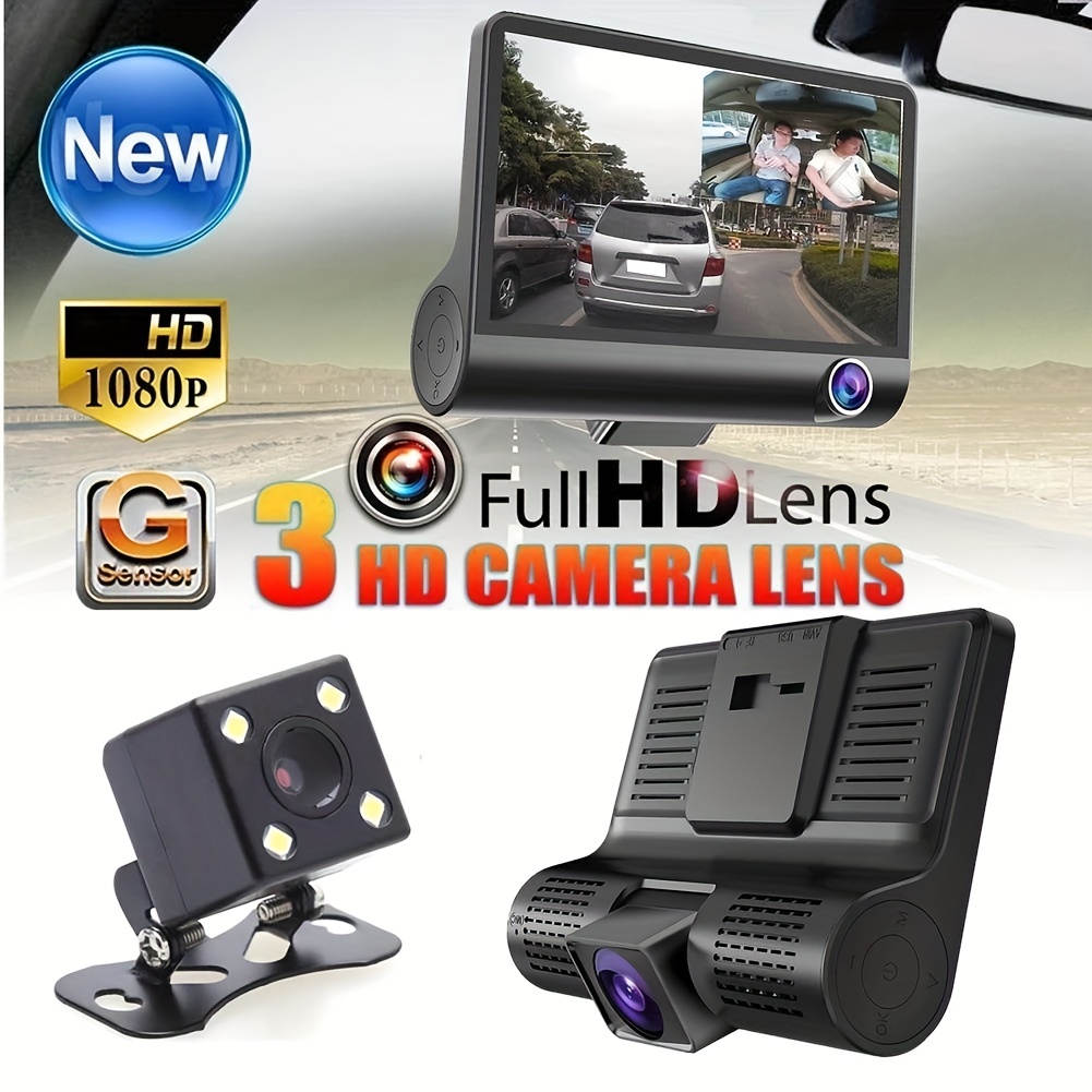 3 Channel Car Dvr Hd 1080p 3-lens Inside Vehicle Dash Cam Three Way Camera  Dvrs Recorder Video Registrator Dash Cam Cam Recorder - Temu