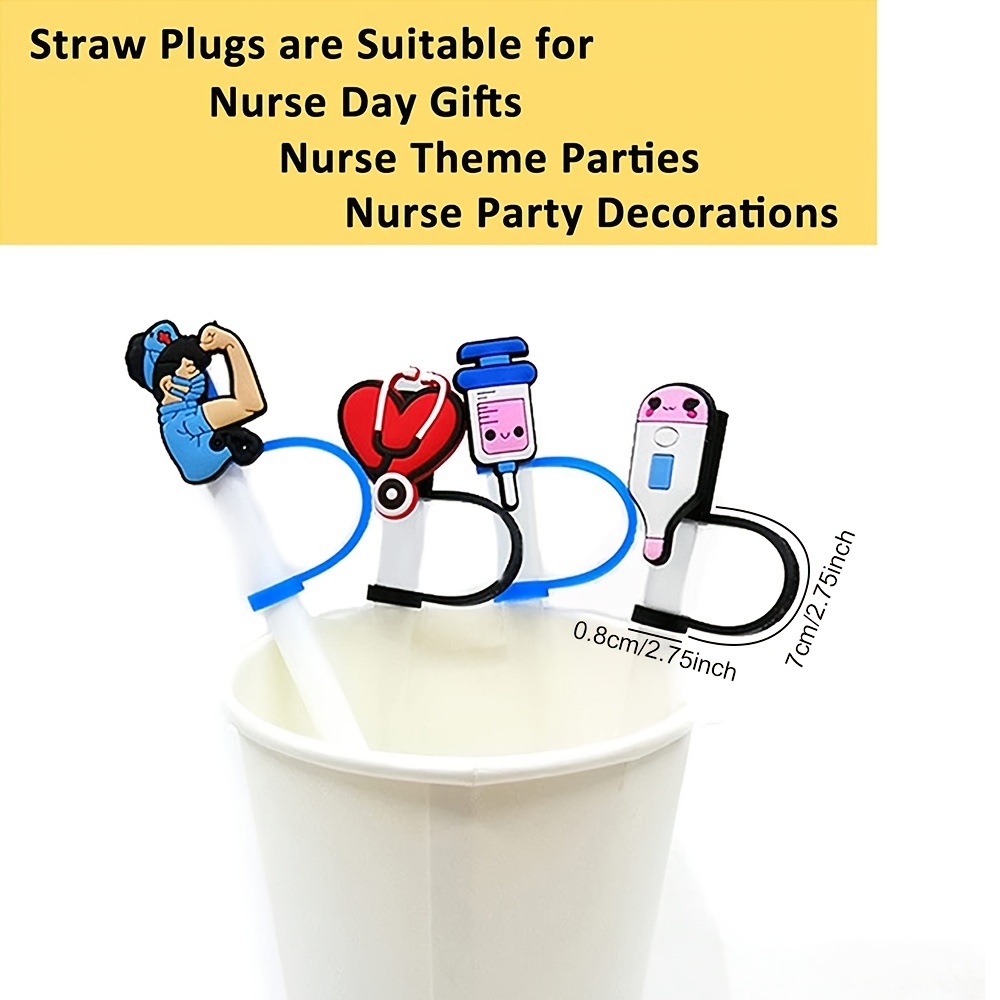12pcs Straw Covers Nurse Straw Covers Medical Silicone Straw Tips