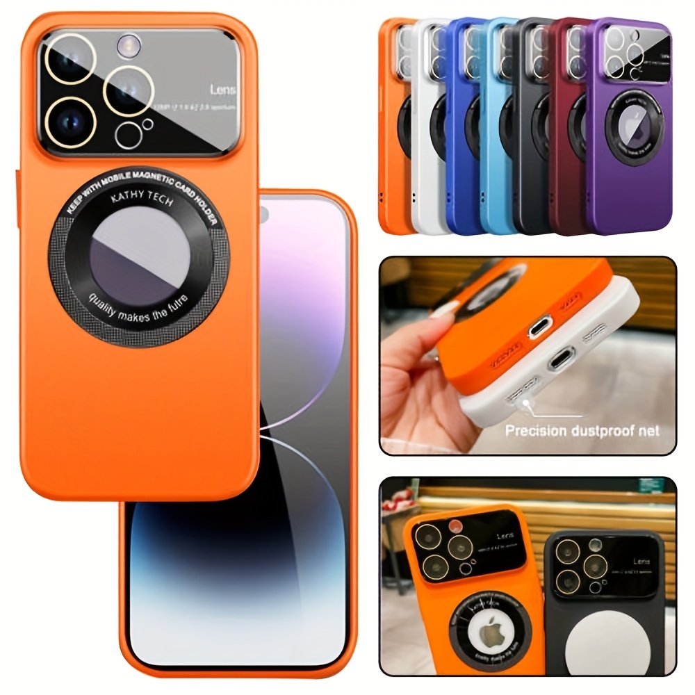 Funda para iPhone 14/13/12/11 Pro Max, magnética compatible con MagSafe,  vista de logotipo, protector de cámara de lente de cristal, para mujeres y