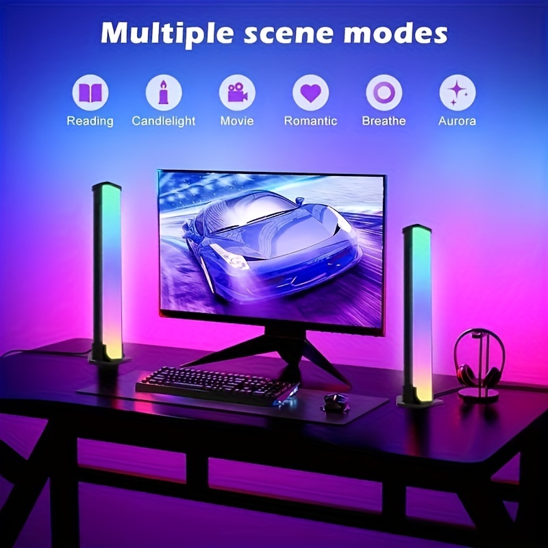 Lampadaire LED RGB filaire salon et gaming, synchronisation sonore