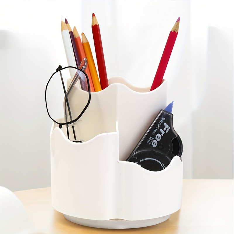 Rotating Art Supply Organizer, Pen Holder 3 Compartments, School Supplies  Organizer for Pen, Colored Pencil, Art Brushes, Desktop Storage Box in  Classroom & Art Studio,Classmates, and Friends - White 