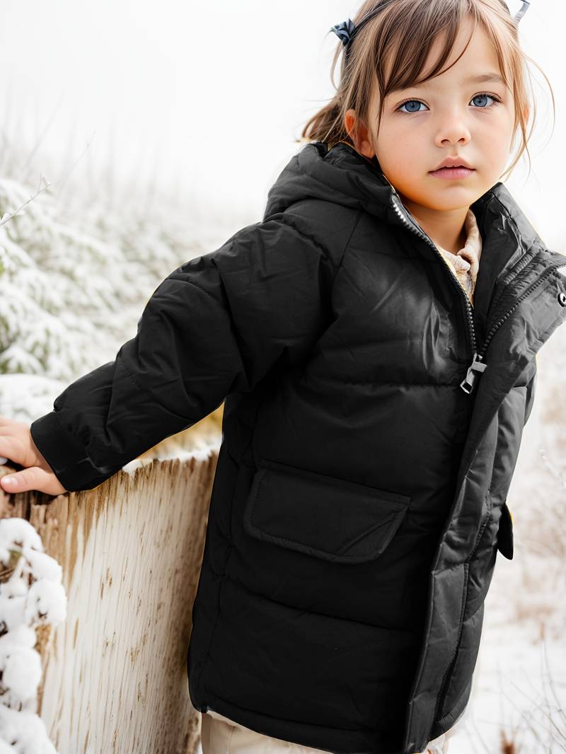 Doudoune Hiver Fille - Manteau Chaud Imperméable Avec Capuche, Polaire épaisse, Coupe-vent