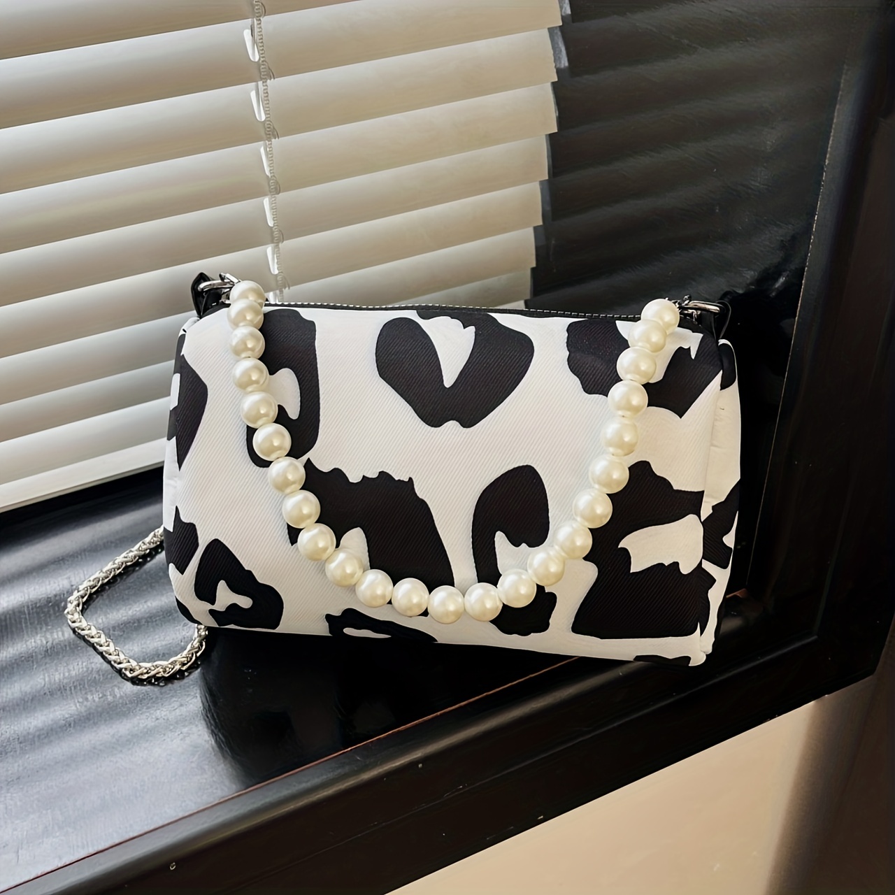 Cow Pattern Handbag Set, Mini Chain Crossbody Bag, Trendy Square Tote Bag  With Coin Purse (6.3*5.1*3.1*inch) - Temu