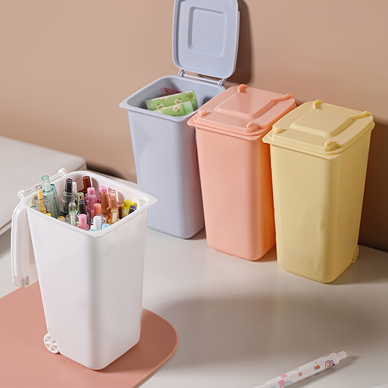 Mini poubelle de table avec couvercle : mini poubelle de bureau - Petite  poubelle de table portable - Avec 4 rouleaux de sacs poubelles