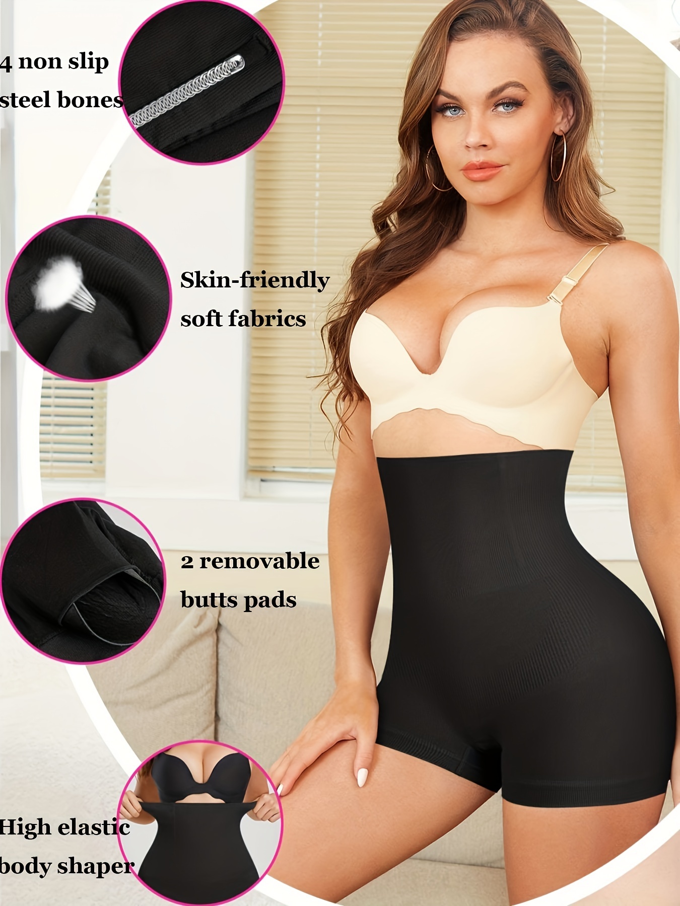 Shapewear Shorts High Waisted Women Padded Enhancer Hip Pads Hip Enhancer  Butt Hip Padded Hip Dip Pads Tummy Control Workout Booty Shorts For Women  High Waist Soft Yoga Shorts Waist Trainer Body