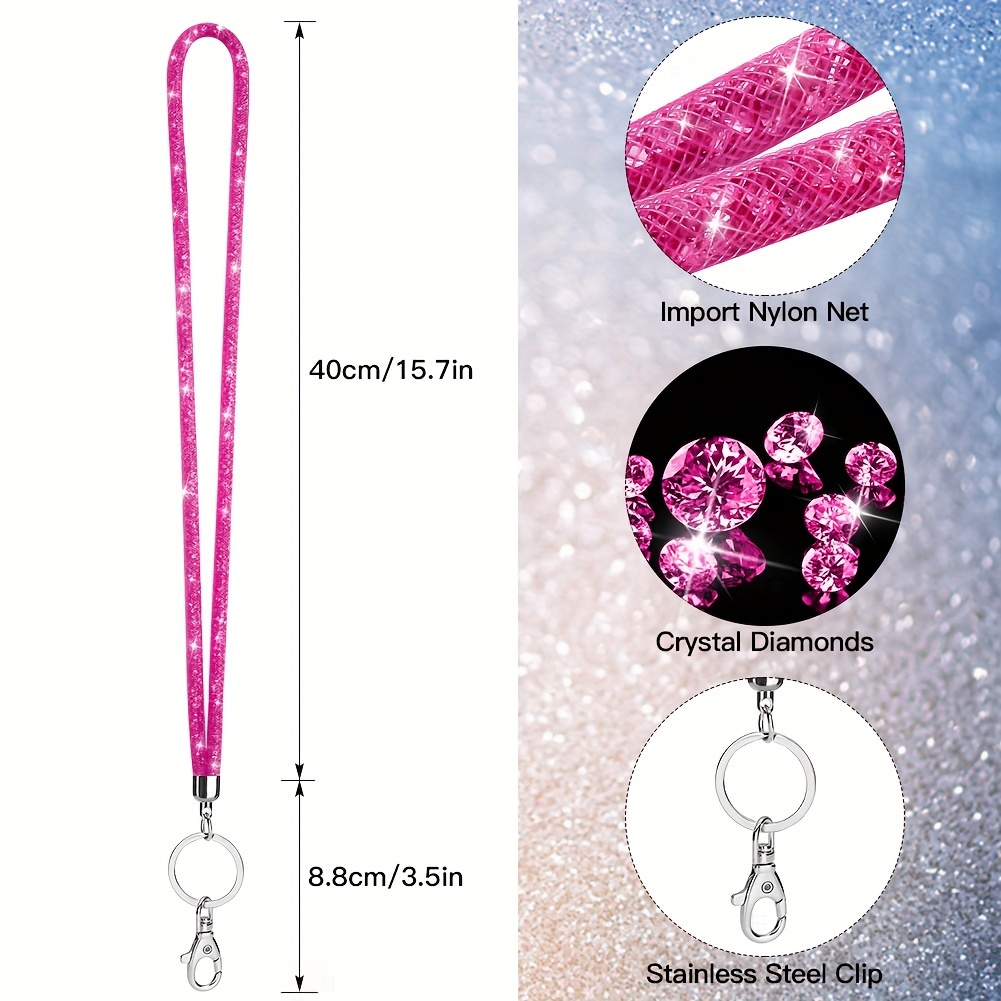 Bling Id Card Lanyard Women Bling Crystal Neck Strap Id - Temu