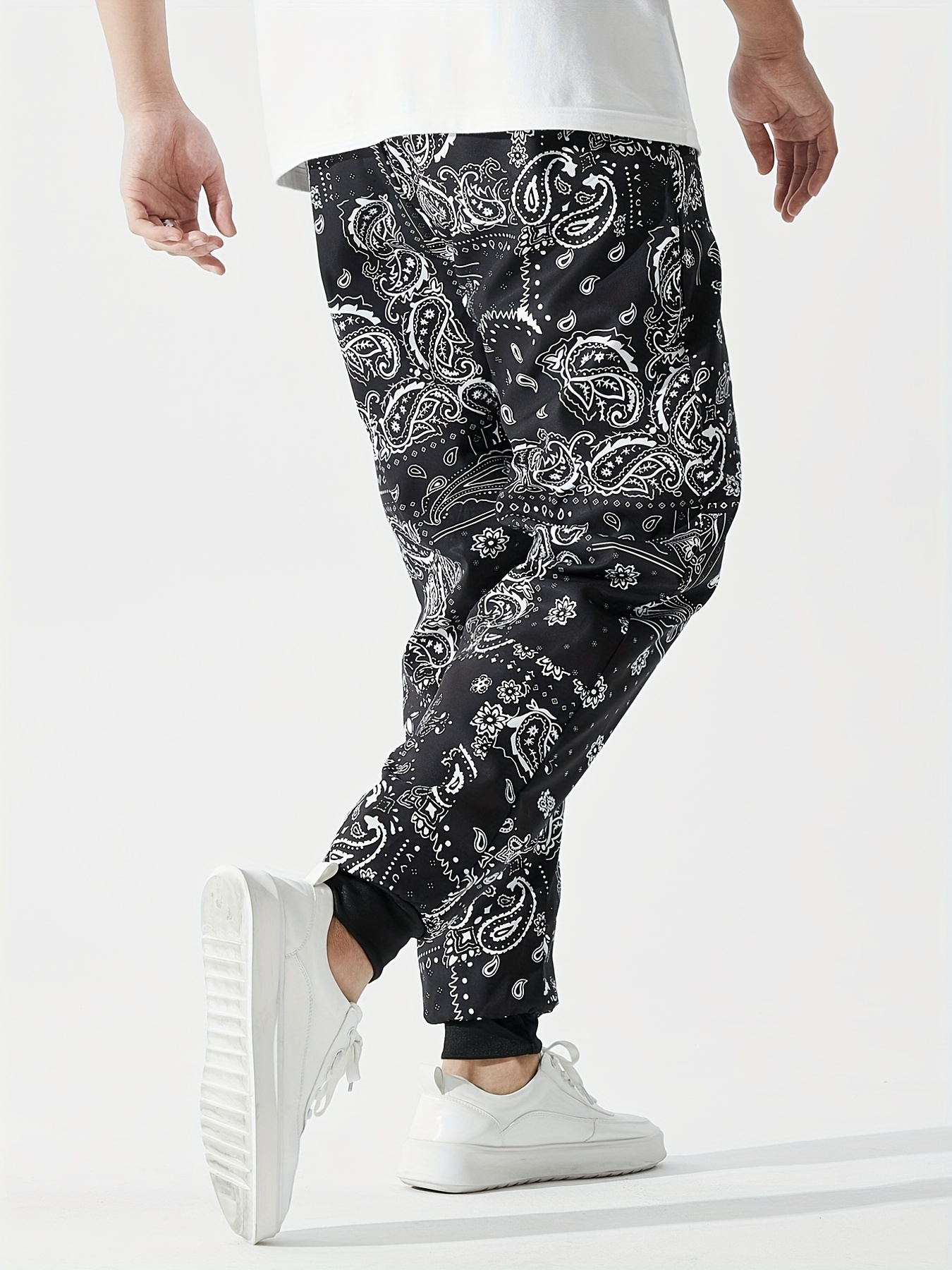 Men's Paisley Joggers with Elastic Waist