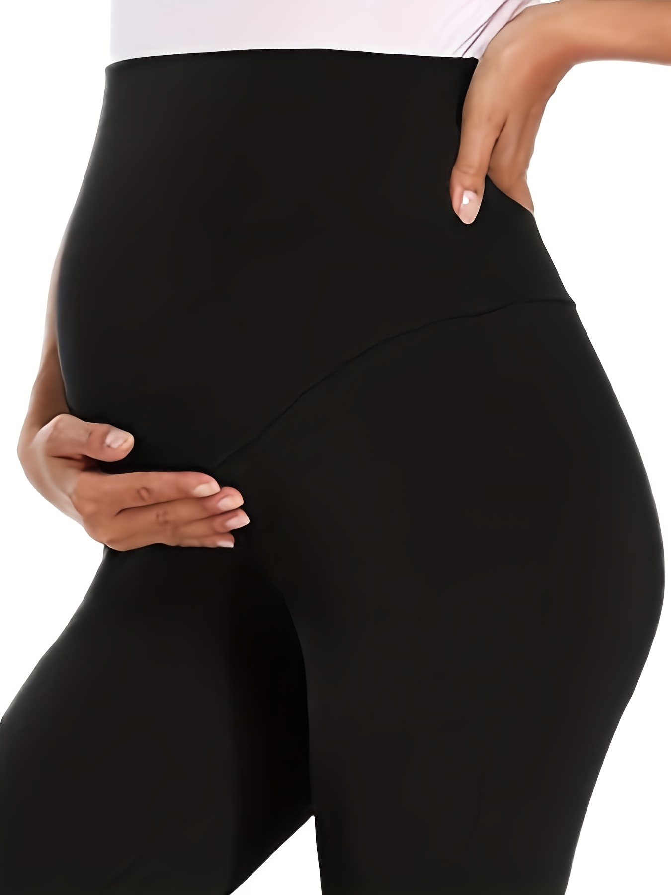 Comfy High Waist Solid Tummy Support Maternity Sports Yoga - Temu