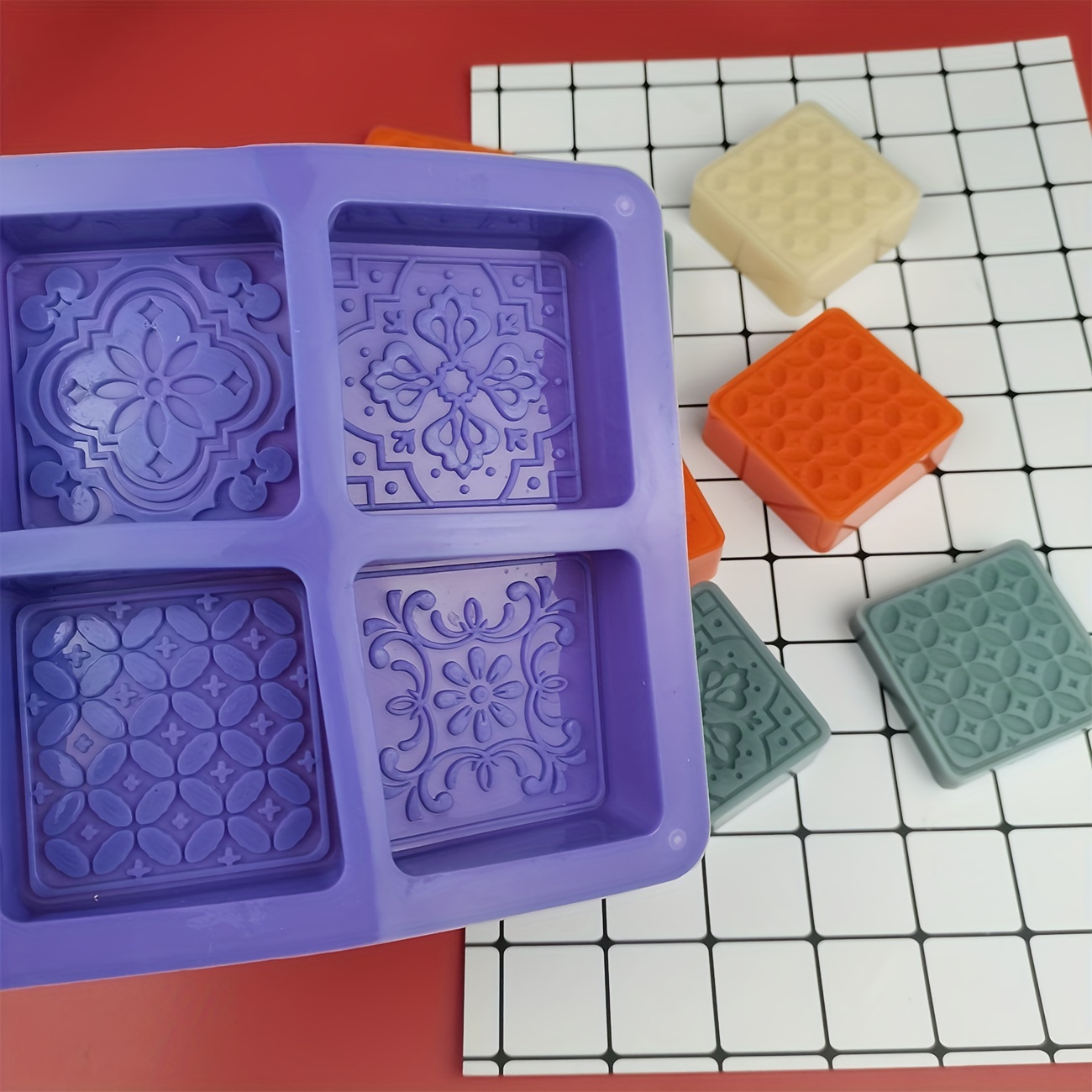 4 cavity Soap Mold Square Silicone Mold For Diy - Temu