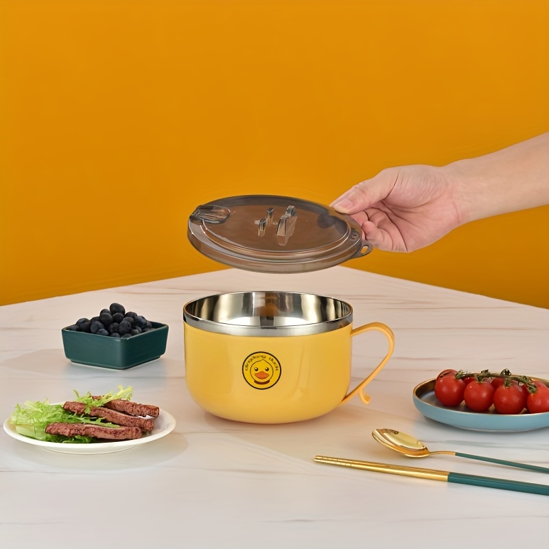 Tazón de ramen para microondas con tapa, tazón de sopa portátil con asa,  utensilios de cocina de fideos instantáneos, apto para lavavajillas, libre  de bpa - Elementos esenciales del dormitorio para estudiantes