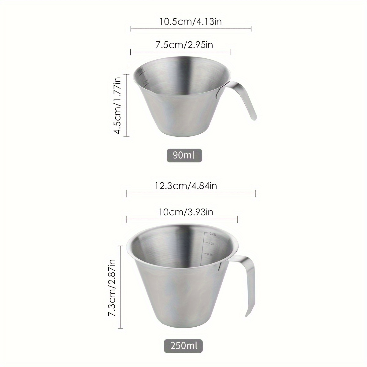 Stainless Steel Coffee Measuring Cup Mini Measuring Cup Portable Reusable  Espresso Accessories Pouring Cup for Kitchen Tools 250ml
